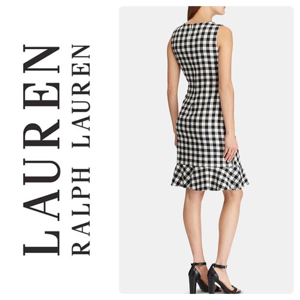New Lauren Ralph Lauren Gingham Jacquard Dress - Picture 3 of 5